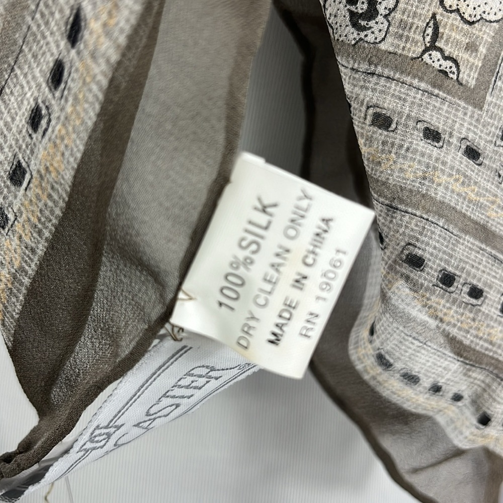 Doncaster Flower Stripe Border 100% Silk Scarf Color Sand Rolled Edges NWT - Picture 3 of 12